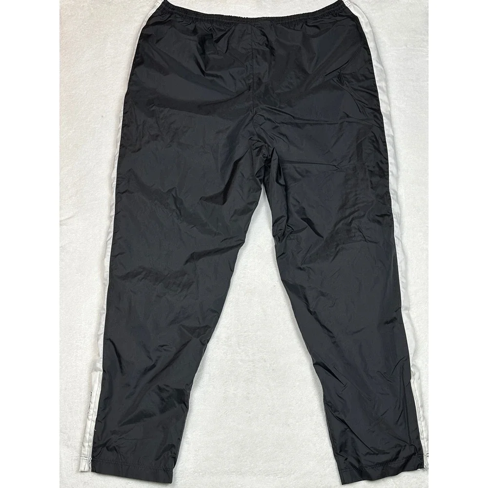 Puma Men XXL Vintage Windbreaker Track Pants Black White Ankle Zip Nylon Joggers